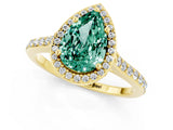 Yellow gold Pear Cut Halo Round Diamond Pavé Band with Four-Prong Setting_1
