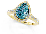 Yellow gold Pear Cut Halo Round Diamond Pavé Band with Four-Prong Setting_1
