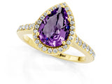 Yellow gold Pear Cut Halo Round Diamond Pavé Band with Four-Prong Setting_1