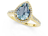 Yellow gold Pear Cut Halo Round Diamond Pavé Band with Four-Prong Setting_1