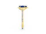 Yellow gold Pear Cut Halo Round Diamond Pavé Band with Four-Prong Setting_2