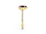 Yellow gold Pear Cut Halo Round Diamond Pavé Band with Four-Prong Setting_2