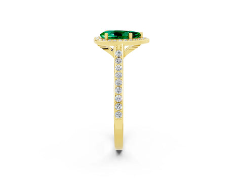 Yellow gold Pear Cut Halo Round Diamond Pavé Band with Four-Prong Setting_2