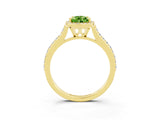 Yellow gold Pear Cut Halo Round Diamond Pavé Band with Four-Prong Setting_3