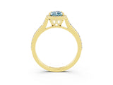 Yellow gold Pear Cut Halo Round Diamond Pavé Band with Four-Prong Setting_3