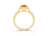 Yellow gold Pear Cut Halo Round Diamond Pavé Band with Four-Prong Setting_3