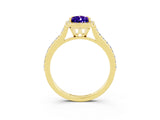 Yellow gold Pear Cut Halo Round Diamond Pavé Band with Four-Prong Setting_3