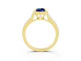 Yellow gold Pear Cut Halo Round Diamond Pavé Band with Four-Prong Setting_3