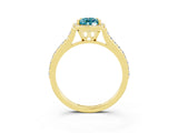 Yellow gold Pear Cut Halo Round Diamond Pavé Band with Four-Prong Setting_3