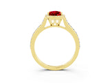 Yellow gold Pear Cut Halo Round Diamond Pavé Band with Four-Prong Setting_3