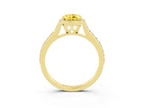 Yellow gold Pear Cut Halo Round Diamond Pavé Band with Four-Prong Setting_3