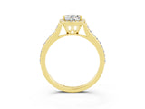 Yellow gold Pear Cut Halo Round Diamond Pavé Band with Four-Prong Setting_3