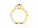 Yellow gold Pear Cut Halo Round Diamond Pavé Band with Four-Prong Setting_3