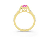 Yellow gold Pear Cut Halo Round Diamond Pavé Band with Four-Prong Setting_3