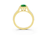 Yellow gold Pear Cut Halo Round Diamond Pavé Band with Four-Prong Setting_3
