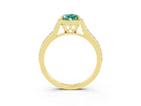 Yellow gold Pear Cut Halo Round Diamond Pavé Band with Four-Prong Setting_3
