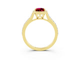 Yellow gold Pear Cut Halo Round Diamond Pavé Band with Four-Prong Setting_3