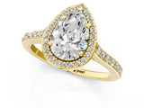 Yellow gold Pear Cut Halo Round Diamond Pavé Band with Four-Prong Setting_4