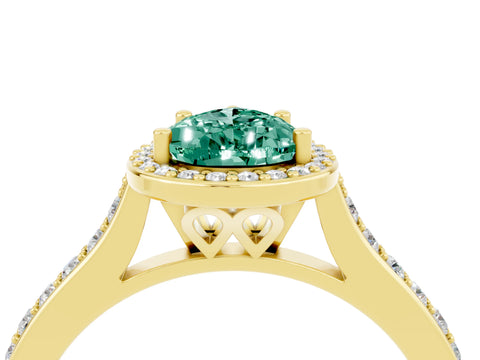 Yellow gold Pear Cut Halo Round Diamond Pavé Band with Four-Prong Setting_4