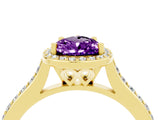 Yellow gold Pear Cut Halo Round Diamond Pavé Band with Four-Prong Setting_4