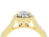 Yellow gold Pear Cut Halo Round Diamond Pavé Band with Four-Prong Setting_4