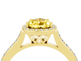 Yellow gold Pear Cut Halo Round Diamond Pavé Band with Four-Prong Setting_4