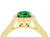 Yellow gold Pear Cut Halo Round Diamond Pavé Band with Four-Prong Setting_4