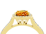 Yellow gold Pear Cut Halo Round Diamond Pavé Band with Four-Prong Setting_4