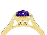 Yellow gold Pear Cut Halo Round Diamond Pavé Band with Four-Prong Setting_4