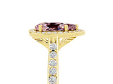 Yellow gold Pear Cut Halo Round Diamond Pavé Band with Four-Prong Setting_5