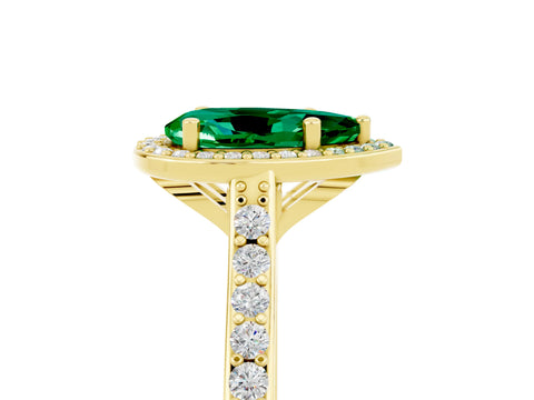 Yellow gold Pear Cut Halo Round Diamond Pavé Band with Four-Prong Setting_5