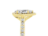 Yellow gold Pear Cut Halo Round Diamond Pavé Band with Four-Prong Setting_5