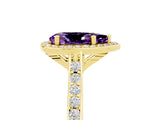Yellow gold Pear Cut Halo Round Diamond Pavé Band with Four-Prong Setting_5