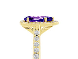 Yellow gold Pear Cut Halo Round Diamond Pavé Band with Four-Prong Setting_5