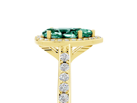 Yellow gold Pear Cut Halo Round Diamond Pavé Band with Four-Prong Setting_5