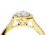 Yellow gold Pear Cut Halo Round Diamond Pavé Band with Four-Prong Setting_7