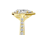 Yellow gold Pear Cut Halo Round Diamond Pavé Band with Four-Prong Setting_8