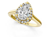 Yellow gold Pear Cut Halo Round Diamond Solitaire Engagement Ring with Pave Band and Four-Prong Setting_16