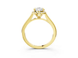 Yellow gold Pear Cut Halo Round Diamond Solitaire Engagement Ring with Pave Band and Four-Prong Setting_18