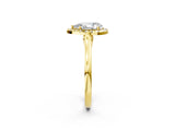Yellow gold Pear Cut Halo Round Diamond Solitaire Ring with Pavé Band and Four-Prong Setting_2