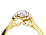 Yellow gold Pear Cut Halo Round Diamond Solitaire Ring with Pavé Band and Four-Prong Setting_4