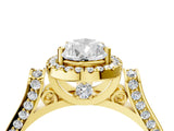 Yellow gold Pear Cut Halo Round Diamond Twist Band with Four-Prong Setting_19
