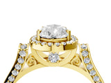 Yellow gold Pear Cut Halo Round Diamond Twist Band with Four-Prong Setting_7