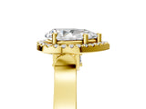 Yellow gold Pear Cut Halo Round Diamond Twist Band with Four-Prong Setting_8