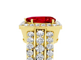 Yellow gold Pear Cut Halo Ruby Ring with Split Shank and Four-Prong Setting_5