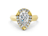 Yellow gold Pear Cut Halo Solitaire Engagement Ring with Square Band and Four-Prong Setting_66