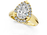 Yellow gold Pear Cut Halo Solitaire Engagement Ring with Square Band and Four-Prong Setting_67