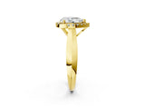 Yellow gold Pear Cut Halo Solitaire Engagement Ring with Square Band and Four-Prong Setting_68