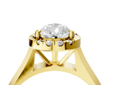 Yellow gold Pear Cut Halo Solitaire Engagement Ring with Square Band and Four-Prong Setting_70