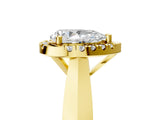 Yellow gold Pear Cut Halo Solitaire Engagement Ring with Square Band and Four-Prong Setting_71